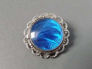 vintage 60s Morpho blue butterfly wing brooch jewelry