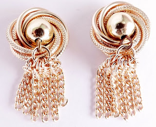 Vintage 1980s rose gold pink drop earrings clip on jewelry