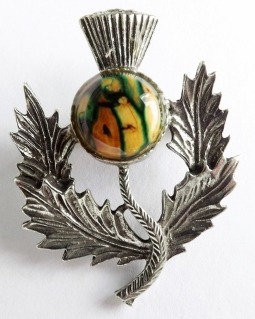Scottish Celtic Heathergems thistle stone brooch jewelry