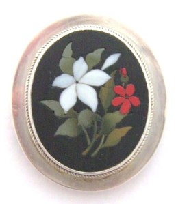 Antique Victorian Pietra Dura micro mosaic brooch jewelry